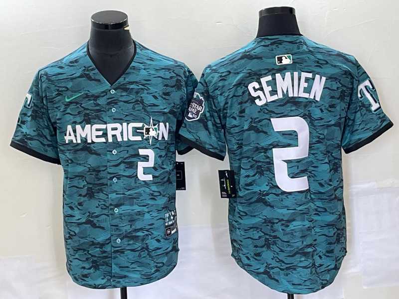 Men%27s Texas Rangers #2 Marcus Semien Teal 2023 All Star Stitched Baseball Jersey